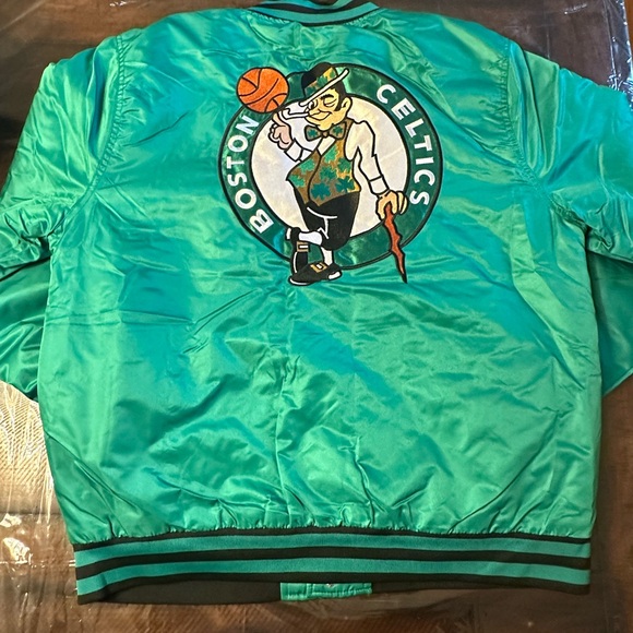 Celtics Green Satin Varsity Jacket - Picture 3 of 5